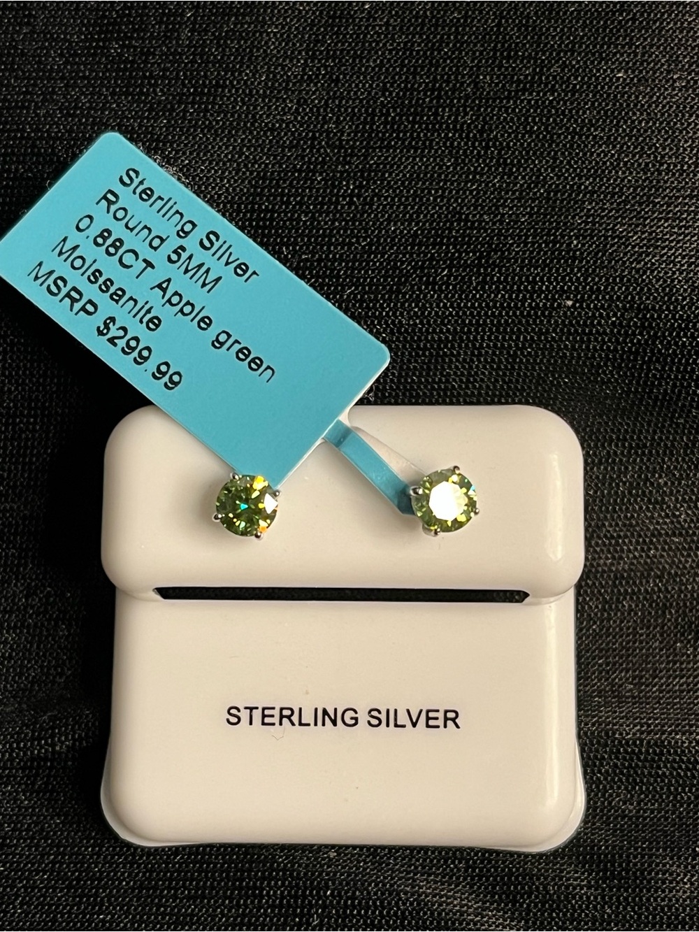 5MM Apple Green Moissanite Stud Earrings in Sterling Silver